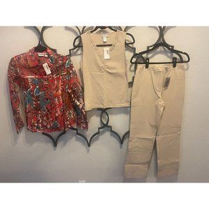 Chico's Outfit includes Shirt Khaki V-Neck Tank Top Takara Pant Size 0